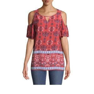 NWT Cute Short Sleeve Keyhole Neck Blouse!